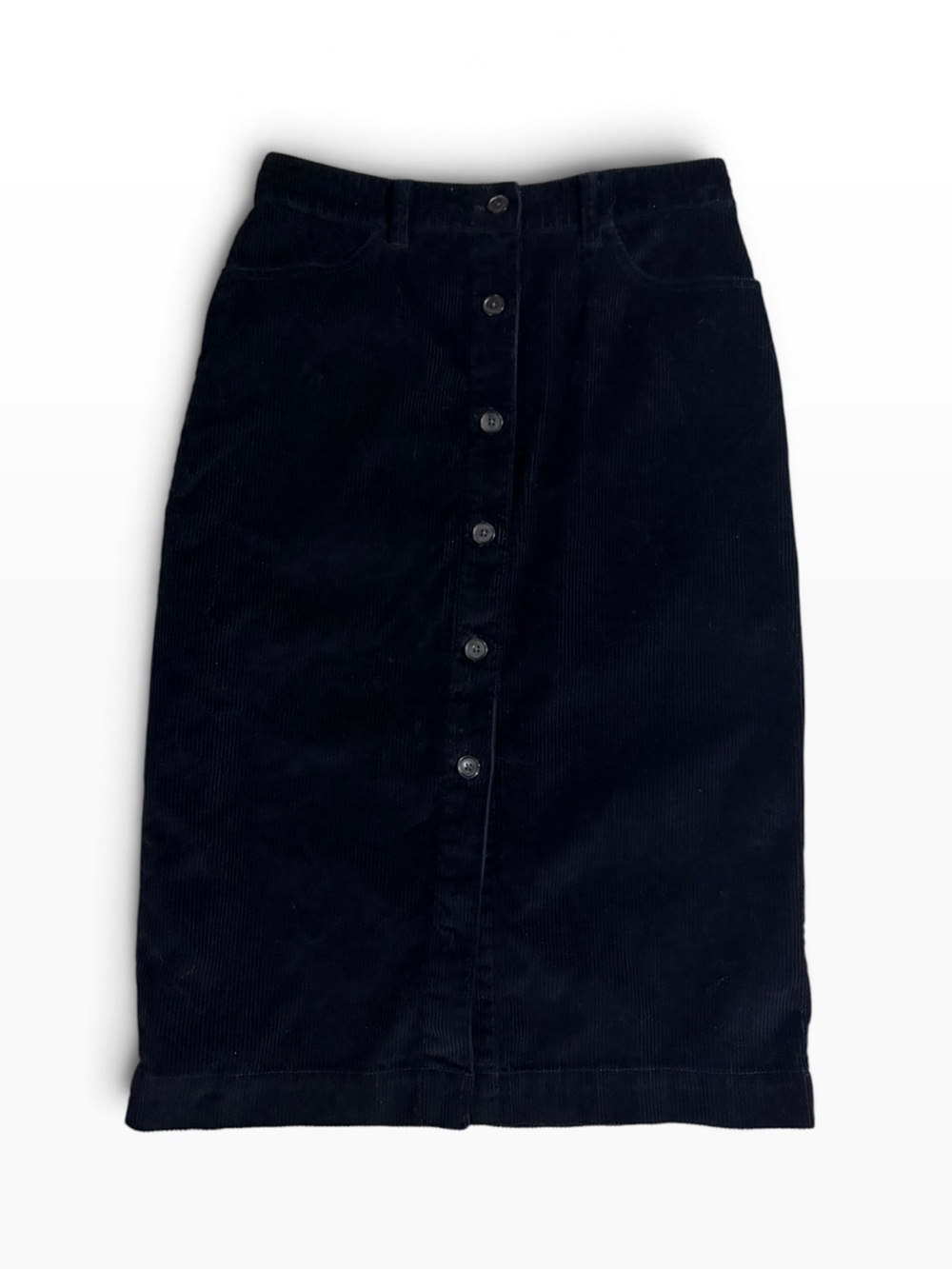GAP Corduroy Skirt Black Size 8 Tall High Rise Button Front Skirt